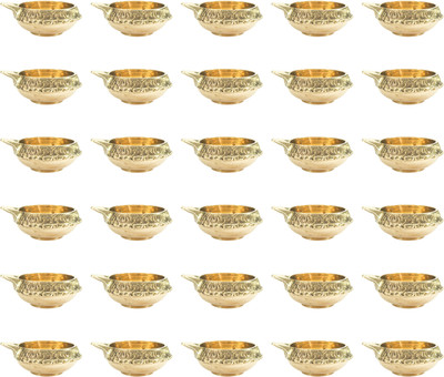 DOKCHAN Brass (Pack of 30) Table Diya Set(Height: 0.75 inch)