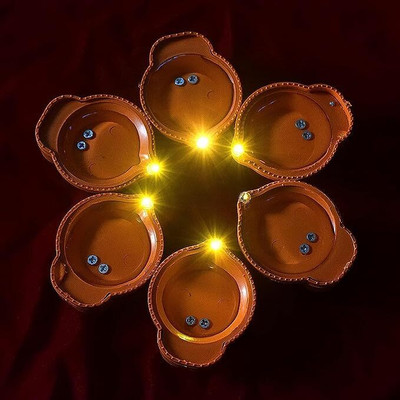 gifthub Water sensor led diyas Plastic (Pack of 6) Table Diya(Height: 2.8 inch)