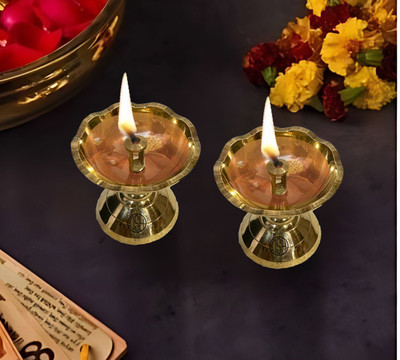 Dsh Brass (Pack of 2) Table Diya(Height: 2.5 inch)