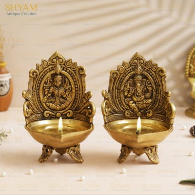 shyam antique creation Brass (Pack of 2) Table Diya Set(Height: 7 inch)