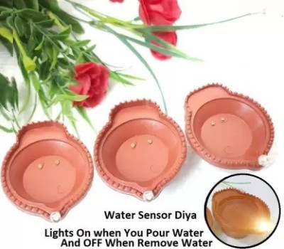 Esselkay Diwali E- Diya Water Sensor Plastic Light Lamp Pack Of 6 Plastic (Pack of 6) Table Diya(Height: 1.1811 inch)