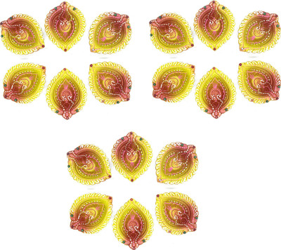 SOMUDEE Pottery (Pack of 18) Table Diya Set(Height: 2 inch)