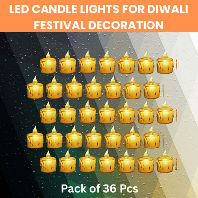 Frony LED Candle Lights, LED Flameless Crystal Tea Candles Light For Diwali DécorZQ214 Plastic (Pack of 36) Table Diya Set(Height: 2 inch)
