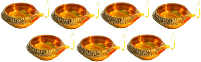 pranchi Brass (Pack of 7) Table Diya Set(Height: 1.5 inch)