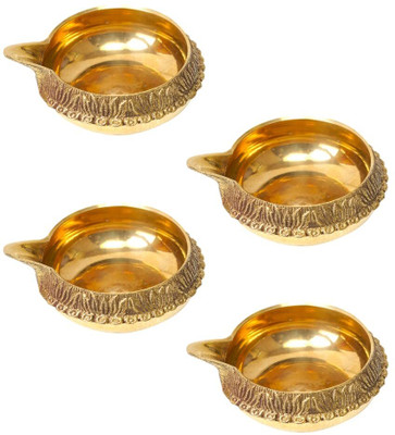 pranchi Brass (Pack of 4) Table Diya Set(Height: 1.5 inch)