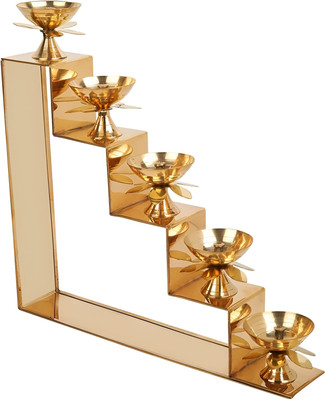 ZUNISHOP 5 Step|Home Office Akhand Jyot / Pack Of 1/ Brass Table Diya(Height: 10 inch)