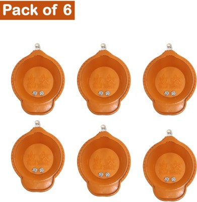 ZURU BUNCH Traditional Design Diwali Diya Battery Powered For Temple Office/Home Decoration PTFE (Non-stick) (Pack of 6) Table Diya Set(Height: 1.1 inch)