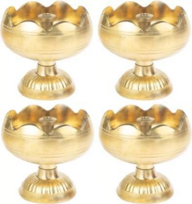 TORPPEZA Brass (Pack of 4) Table Diya Set(Height: 2 inch)