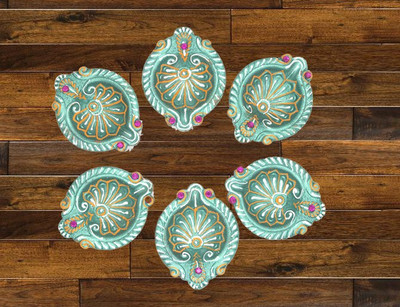 Onlinch Earthenware (Pack of 6) Table Diya(Height: 3 inch)