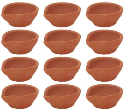 Sgt Handmade Mitti Diya&Deepak/Earthen Clay Diya Terracotta (Pack of 12) Table Diya Set(Height: 1 inch)