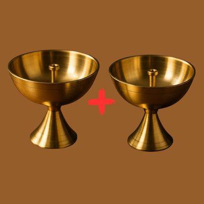 copperwale akhand diya Brass (Pack of 2) Table Diya Set(Height: 1.77165 inch)