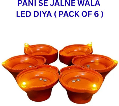 jayent Premium LED Water Sensor Diya Lights, Flameless, smokeless E diyas Plastic (Pack of 6) Table Diya Set(Height: 1.5 inch)