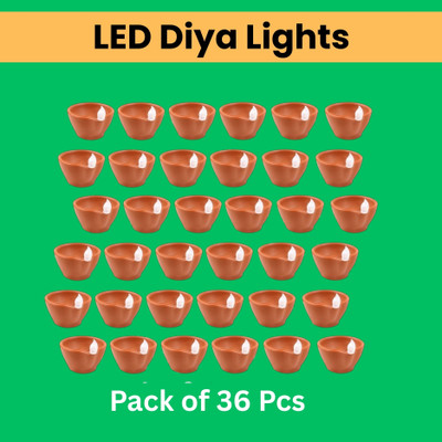SACRO LED Water Diya, Water Sensor Diya for Diwali Festival Home & Office DécorZE474 Plastic (Pack of 36) Table Diya Set(Height: 2 inch)