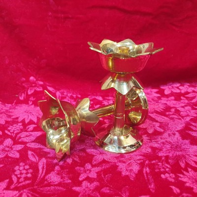 LN Enterprise Brass (Pack of 2) Table Diya Set(Height: 4.5 inch)