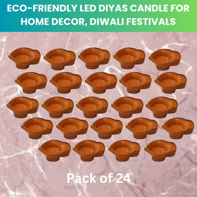Guggu Water Sensor Diya, Electric LED Diyas for Diwali & Office Décor Pack of 24 Q58 Plastic (Pack of 24) Table Diya Set(Height: 2 inch)