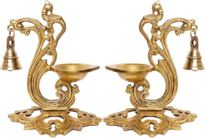 B.B.S BRASS BRAND STATUES Diya Brass Peacock Hanging Set of 2 Deepak Peacock Hanging Pack of 2 Diya Brass (Pack of 2) Table Diya Set(Height: 7 inch)