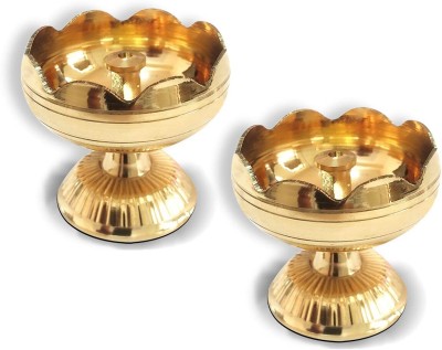 DARIDRA BHANJAN brass Akhand Jyoti Tomato Brass for Puja Deepak aarti diya pooja diya Brass (Pack of 2) Table Diya(Height: 2 inch)