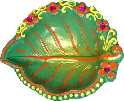 SUNINOW Suninow Handpainted Terracotta/Earthen Clay Decorative Big Diwali Diya Terracotta Table Diya(Height: 2 inch)