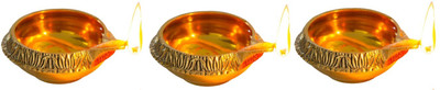 pranchi Brass (Pack of 3) Table Diya Set(Height: 1.5 inch)