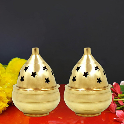 SBBCO Brass (Pack of 2) Table Diya Set(Height: 1.8 inch)
