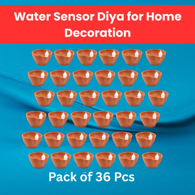 YAROH LED Water Diya, Water Sensor Diya for Diwali Festival Home & Office DécorZQ235 Plastic (Pack of 36) Table Diya Set(Height: 2 inch)