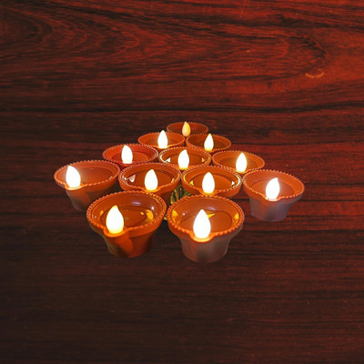 APPGEN Water Sensor LED Diwali Light Diya Warm Ambient Tea Ligth Plastic Table Diya(Height: 1.18 inch)