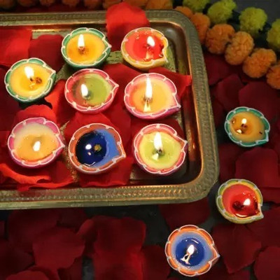 Puff Smart Candle Clay Diya 10 Terracotta (Pack of 10) Table Diya Set(Height: 1.5 inch)