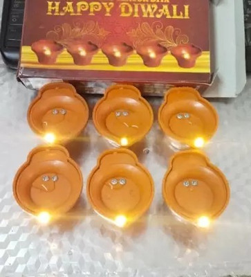 NKKL Traditional LED Water Diya Sensor ,Temple ,Office ,Home ,Diwali Decoration 202 Plastic (Pack of 6) Table Diya Set(Height: 3 inch)