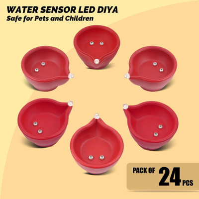 Meira Jewellery (Pack of 24) Diwali light battery Diya Smokeless Water Sensor Led Diyas -48 Plastic (Pack of 24) Table Diya(Height: 1.6 inch)