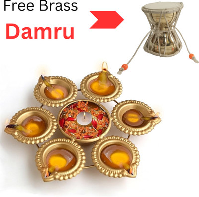 Homing Thistle Diya Shape Mini Urli Bowl For Floating Flowers, Diwali & Home Decor Iron Table Diya(Height: 1 inch)