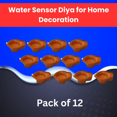 Guggu Water Sensor Diya LED Water Diyas for Diwali Home & Office Décor Pack of 12 E3 Plastic (Pack of 12) Table Diya Set(Height: 2 inch)