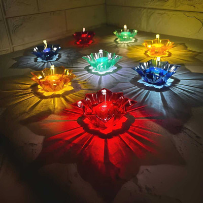 NestWise 3D Reflection Diya Set – Create a Magical Glow for Diwali | Navratri Plastic (Pack of 12) Table Diya Set(Height: 2 inch)