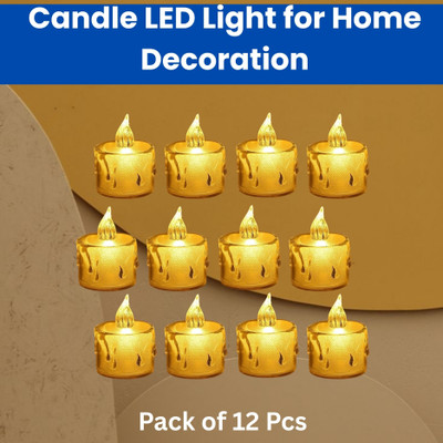 Guggu LED Candle Lights, LED Flameless Crystal Tea Candles Light For Diwali DécorQ370 Plastic (Pack of 12) Table Diya Set(Height: 2 inch)