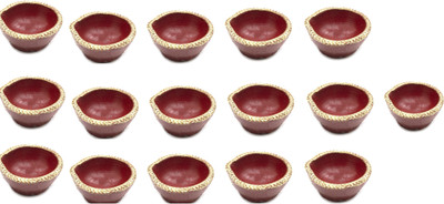 BS NATURAL Pottery (Pack of 16) Table Diya Set(Height: 1 inch)