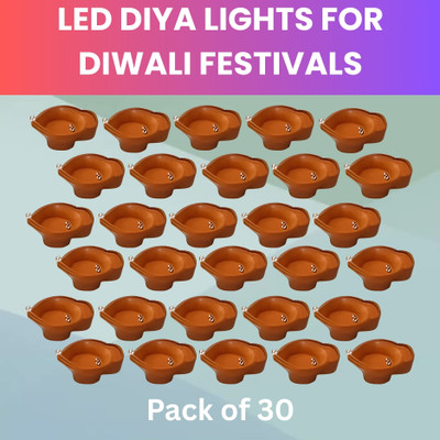 SACRO Water Sensor Diya LED Water Diyas for Diwali Home & Office Décor Pack of 30 A319 Plastic (Pack of 30) Table Diya Set(Height: 2 inch)