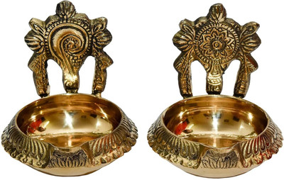 Gupangam Brass (Pack of 2) Table Diya Set(Height: 3 inch)