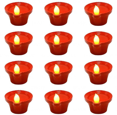MYORA Pack of 24 LED Water Sensor Diya - Electric Flameless & Smokeless Plastic (Pack of 24) Table Diya Set(Height: 1.18 inch)