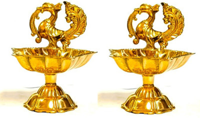 LAKSHMI PRODUCT'S Handicraft Peacock Head Diya Brass (Pack of 2) Table Diya(Height: 10 inch)
