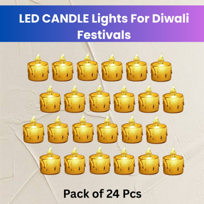 Guggu LED Candle Lights, LED Flameless Crystal Tea Candles Light For Diwali DécorE327 Plastic (Pack of 24) Table Diya Set(Height: 2 inch)