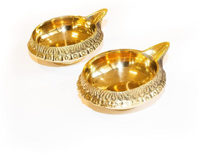 T-KA108 Brass Kubera Deepam | Bring Good Luck , Prosperity and Wealth | Pooja Items Brass (Pack of 2) Table Diya Set(Height: 1.2 inch)