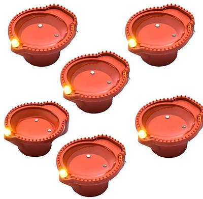 Atipriya Multifunctional Water Sensor Diyas Plastic (Pack of 6) Table Diya Set(Height: 1 inch)