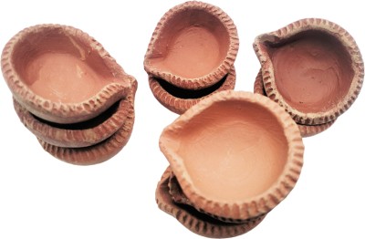 lookat Earthenware (Pack of 6) Table Diya Set(Height: 1 inch)