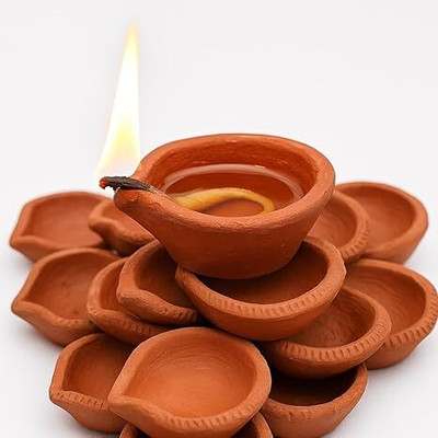 Dharmikonline Natural Clay Diya for Diwali Traditional Mitti Diye for Pooja Earthenware (Pack of 51) Table Diya Set(Height: 2 inch)