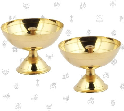 Siddarth Set of 2, Medium Brass Pyali Aarti Diya Brass (Pack of 2) Table Diya Set(Height: 2.5 inch)