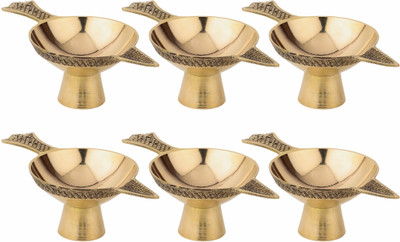 TORPPEZA Pure Brass Akhand Laxmi Deepak Pital Diya /Deepak for Arti Puja Brass (Pack of 6) Table Diya Set(Height: 1 inch)