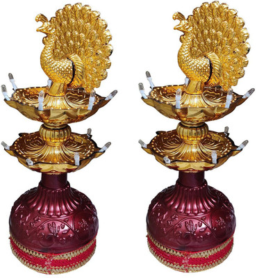 Shoppernation Fancy BIG Festive Decor LED Rotating Diya Deep Deepak 40 LED's Plastic (Pack of 2) Table Diya(Height: 7 inch)