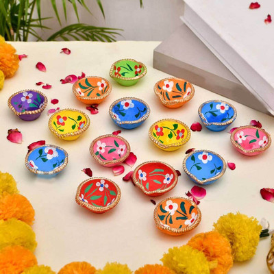 Niozaki Terracotta, Earthenware (Pack of 20) Table Diya Set(Height: 1.3 inch)