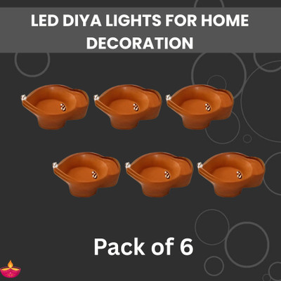 Clairbell LED Water Diya & Water Sensor Diya for Diwali Festival Home & Office Décor_6D492 Plastic (Pack of 6) Table Diya Set(Height: 2 inch)