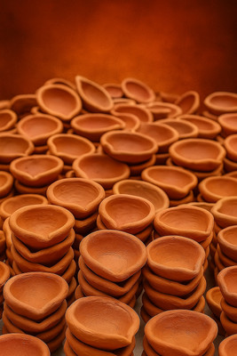 Mitrolia Pottery (Pack of 24) Table Diya Set(Height: 2 inch)