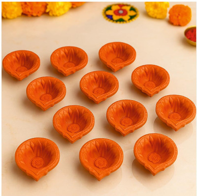 Home Genie Pottery (Pack of 12) Table Diya Set(Height: 1.1 inch)